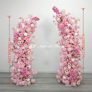 DKB Hot Selling <b>Pink</b> Artificial Silk Flower Arch <b>Backdrop</b> Horn Shape Wedding Arch Arrangements Party Decorations Customizable - Product Image 2