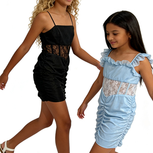 Vestido de Fiesta Ajustado de Encaje y Satén Personalizado de Alta Calidad para Adolescentes, Fabricante Mayorista de Vestidos a Juego para Hermanas, Marca A&J - Product Image 3
