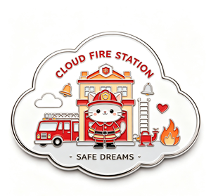 Pin de Solapa Personalizado de Estación de Bomberos, de Aleación de Zinc con Esmalte Duro, en Forma de Nube, Insignia de Recuerdo para Regalo de Viaje - Product Image 2