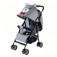 Poussette bébé légère en plastique, design compact pliable, grandes roues, portable, capacité de charge de 20 kg, 0-3 ans, unisexe, position assise-debout