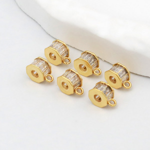 Cuentas de barril microincrustadas con circonita cúbica, espaciadores de cobre chapado en oro, accesorios de joyería DIY de cristal C45 - Product Image 1