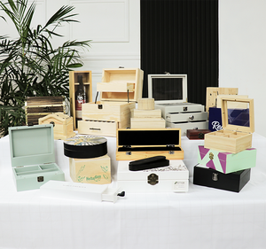 Venta al por mayor de madera maciza sin terminar tamaño personalizado pequeñas cajas de exhibición grandes recuerdo embalaje de madera de bambú con tapa deslizante con bisagras - Product Image 4