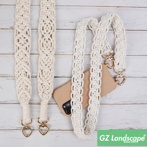 Wide Handmade Knitting Cotton Gold Heart Hook Crochet Braid Lanyard Macrame Crossbody <strong>Bag</strong> Paracord <strong>Shoulder</strong> Straps - Product Image 2