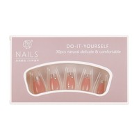 Kuku Palsu Grosir Musim Gugur/Dingin Pendek Model French Blush Nail Art Tips Cat Eye Press on Bentuk Kotak