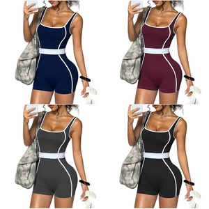 אוברול ספורטיבי לנשים בגזרה גבוהה, עיצוב חלק, ליוגה, לחדר כושר, לאימונים, בגד אופנתי - Product Image 5