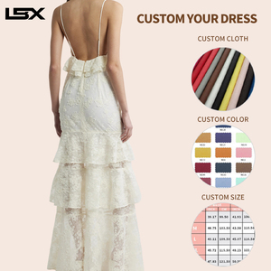 <span class=keywords><strong>Vestido</strong></span> de Mujer Personalizado de Alta Calidad, Elegante Estilo Francés, <span class=keywords><strong>Blanco</strong></span> con Volantes, Cuello Halter, Espalda Descubierta, Sin Mangas - Product Image 2