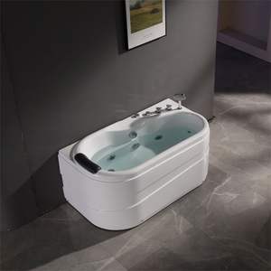 อ่างอาบน้ำแบบทันสมัยสำหรับ 1 คน อ่างน้ำวนนวดตัว อ่างอาบน้ำขนาดเล็ก อ่างสปาแบบน้ำร้อน/น้ำเย็น พร้อมท่อระบายน้ำสำหรับใช้ในห้องน้ำ - Product Image 1