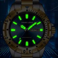 Montre à quartz avec logo personnalisé pour homme, étanche, décontractée, élégante, design simple, bracelet en acier inoxydable, aiguilles lumineuses