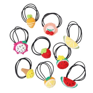 بيع بالجملة كولوفول رخيصة مرنة البطيخ الجزر الفراولة الكرز البرتقال الليمون لطيف الفاكهة الكروشيه العلاقات الشعر للفتيات الاطفال - Product Image 5