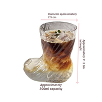 Gobelet en verre original en forme de botte, verre texturé unique en forme de chaussure pour café glacé, bière, cocktail