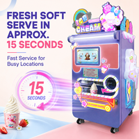 Máquina Expendedora Comercial de Helado Suave con Múltiples Opciones de Salsas y Compotas, Pago con Monedas y Código QR, Gestión Basada en la Nube