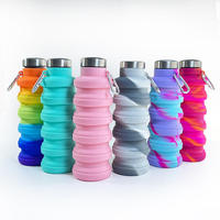 Bouteille d'eau pliable personnalisée en silicone pour le sport, les voyages, les activités de plein air, le camping et la randonnée