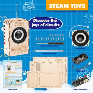Kits scientifiques pour enfants Kits de tiges pour garçons et filles Construisez vos propres jouets radio FM Ensemble électronique en bois pour adolescents Meilleurs projets Cadeaux - Product Image 3