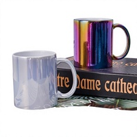 Mug en céramique résistant aux hautes températures, de couleur unie, sept couleurs, avec bord doré, logo personnalisé, cadeau promotionnel