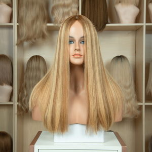 Proveedor de cabello humano europeo de color <span class=keywords><strong>Momo</strong></span>, pelucas judías, banda superior de encaje personalizada, pelucas kosher judías de otoño para mujeres blancas - Product Image 4