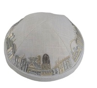 Sombrero judío Kippot venta al por mayor logotipo personalizado Kippah judío boda satén Lino Kippot sarga algodón Yarmulka sombrero Judaica Kipot