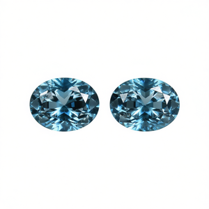 Par de piedras preciosas sueltas de aguamarina natural, corte ovalado, tratadas térmicamente, piedra azul facetada - Product Image 6