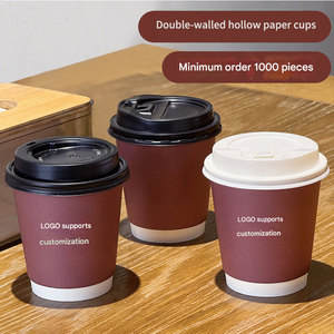 แก้วกาแฟพิมพ์โลโก้ตามสั่ง ย่อยสลายได้ ขนาด 4oz 8oz 10oz 12oz 16oz 22oz แก้วกระดาษแบบใช้แล้วทิ้งพร้อมฝา - Product Image 4