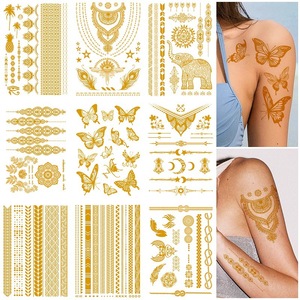 <span class=keywords><strong>Pulsera</strong></span> de Cadena de 9 Hojas <span class=keywords><strong>para</strong></span> <span class=keywords><strong>Mujer</strong></span>, Joyería Falsa Impermeable, Tatuaje Temporal, Manga de Brazo, <span class=keywords><strong>Muñeca</strong></span> de Mano, Pegatina Metálica Dorada <span class=keywords><strong>para</strong></span> Tatuaje, Novedad - Product Image 5