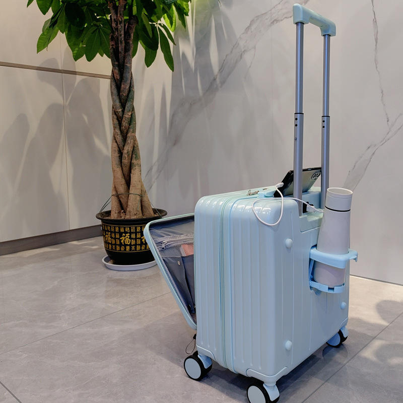 Sky Blue [ดีไซน์เปิดด้านหน้าพร้อมที่วางแก้วและชาร์จ USB]