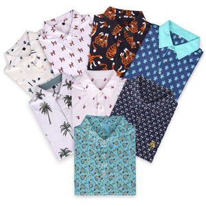 Polo de golf respirant pour homme, coupe ajustée et sèche, avec tout imprimé, 80% polyester 20% maillot spandex, logo brodé sur mesure numérique - Product Image 1