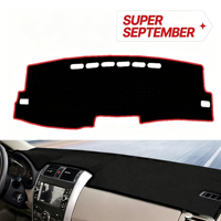 Housse de tableau de bord antidérapante, protection solaire, polyester, 5 mm d'épaisseur, intégrale, noir et rouge, compatible avec Toyota Corolla 2007-2013