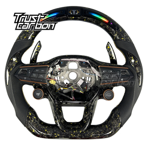 Volante Deportivo Personalizado de Fibra de Carbono Forjado en Oro con LED para <span class=keywords><strong>Seat</strong></span> Cupra Tavascan Terramar Formentor VZ <span class=keywords><strong>Leon</strong></span> Ibiza Ateca Arona - Product Image 1