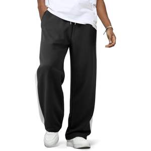 Custom <b>Men's</b> Casual Stretch Track Pants Wide Leg Color Block Stripes Tapered <b>Trousers</b> with Drawstring Waist Wide Leg Sweatpants - Product Image 5