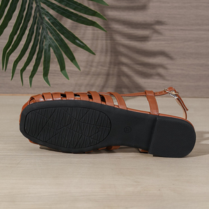 Sandalias Planas de Verano para Mujer, Estilo Romano, con Correa de Cuero PU Sólido, Tejidas, Punta Cerrada, con Hebilla en el Tobillo, para la Playa - Product Image 5