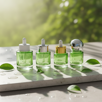 Flacon vide en verre de luxe à revêtement dégradé, personnalisable, rond, pour émulsion et essence, avec bouchon à vis, pour fond de teint, 30 ml, avec pompe pulvérisatrice