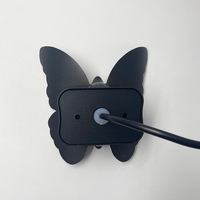 Applique murale extérieure Hagood 6W LED Papillon étanche en verre trempé noir et or pour salon, hôtel, jardin