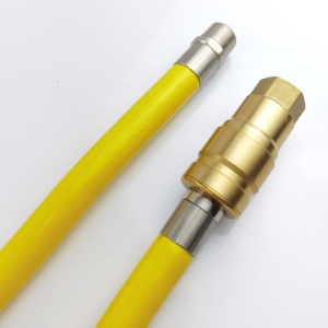 Manguera Flexible Para Gas Butano Y Propano | 50 Cm De Largo | Acero Inoxidable Revestido Con PVC Amarillo | Para Estufas, Calentadores Y Barbacoas