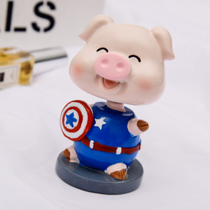 Estatua de cerdo de resina, personalizada, divertida, Cosplay, <span class=keywords><strong>Marval</strong></span>, personaje, cabeza de adoquín, Linda - Product Image 4