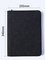 Carpeta ejecutiva A4 de cuero PU con cremallera, portafolio de tamaño legal comercial, documento con cuaderno, carpeta de archivos en relieve personalizada