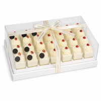 Boîte à dessert de luxe avec couvercle transparent et insert pour 12/24 gobelets, base blanche élégante, emballage pour gâteaux avec ruban doré, cadeaux de fête