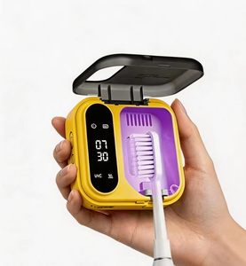 Customized travel portable mini 650mah battery powered <b>wall</b>-mounted <b>led</b> <b>clock</b> display toothbrush sanitizers with heating - Product Image 3