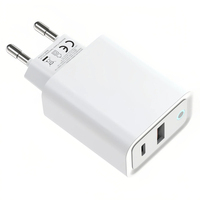 Cargador LED Super Rápido de 33W GaN con Enchufe Europeo, Doble Puerto A+C, Certificado CE, Adaptador PD Portátil para Laptop y Cámara