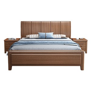 Solid Wood Bed Chinese Style <b>Walnut</b> 1.8m Double Storage Bedroom High Box Bed - Product Image 1