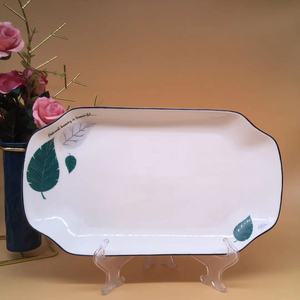 Puestos de plato de pescado de flores doradas de producción propia y Comercialización propia, suministro de supermercado, cena diaria de cerámica de 12 pulgadas <span class=keywords><strong>PL</strong></span> - Product Image 1