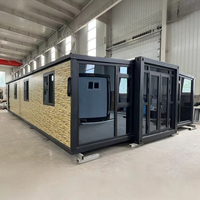 Maison conteneur modulaire préfabriquée pliable à double aile extensible, personnalisée en usine, pour hôtels, bureaux et projets de camps