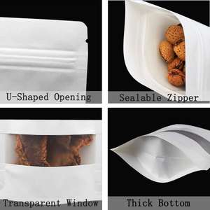 Sacs en papier kraft blancs à fond plat pour snacks, biscuits, pain, bonbons, nuggets, fabrication directe <span class=keywords><strong>d</strong></span>'usine, impression rapide - Product Image 4