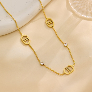 נירוסטה עיצוב אף חזיר שרשרת זירקון סיטונאי 18K מצופה זהב עמיד למים זירקון שרשרת תכשיטי אופנה - Product Image 5