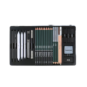 Giorgione - Kit de 27 Piezas de Materiales de Arte Profesionales, Lápices de Dibujo de Carbón Suave y Duro, Borrador, Cuchillo para Dibujar, Lápiz de Carbón - Product Image 1