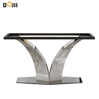 Table à Manger Extensible 10 Places Design Mid-Century Moderne avec Plateau Céramique Effet Marbre, Style Dubaï – Ensemble Salle à Manger 4 Places