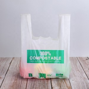 Compostable Plastic Plastic Biodegradable Bag Reusable Shopping Tote T-shirt Plastic Bags for Supermarket