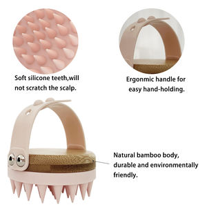 <span class=keywords><strong>Hot</strong></span> Selling umwelt freundliche Bambus SPA Haar dusche <span class=keywords><strong>Massage</strong></span> gerät Kopfhaut reiniger Wiederauf ladbare Shampoo Kopfhaut bürste Benutzer definiertes Logo - Product Image 5
