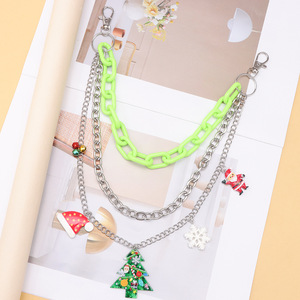 Cadena de cintura multicapa estilo hip hop Yueli, colgante navideño de aleación de zinc, cadena corporal unisex de moda. - Product Image 3