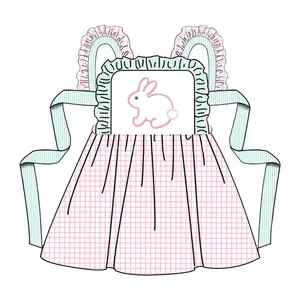 Vorbestellung Boutique kleine Mädchen Kleid Ostern Kaninchen süße Kinder Mädchen Kleid Rüschen Stram pler passend Jungen T-Shirt Kinder kleidung