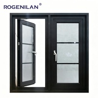 Fenêtre à battant en aluminium imperméable personnalisée Rogenilan, fenêtre extérieure à économie d'énergie, double vitrage trempé