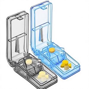 Coupe-pilules rectangulaire en plastique personnalisé pour pilules et comprimés de petite/grande taille, étui à pilules portable pour les voyages - Product Image 1